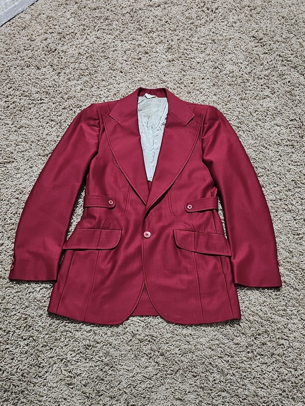 Vintage Mark Richards Blazer Suit Jacket Burgundy Sports Coat